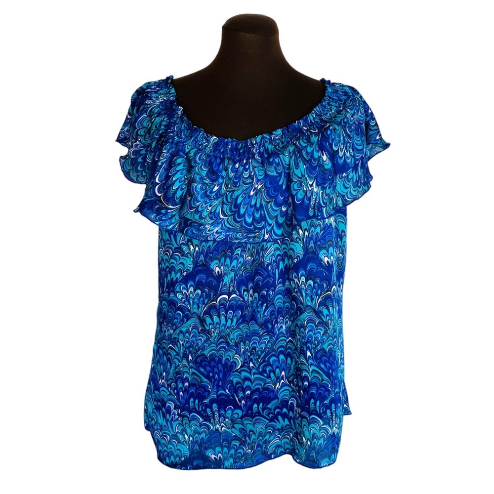 MICHAEL Michael Kors Over Shoulder Ruffle Neckline Size L